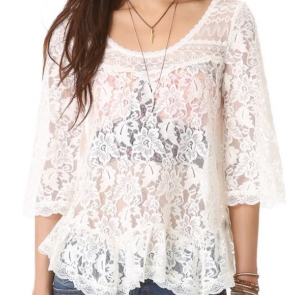 Free People Tops - FREE People Ivory Cream Lace Top Medium